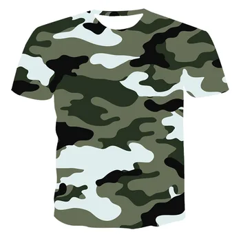 2020 3D Vasaros Kamufliažas Stiliaus Kamufliažas T-shirt Armijos Žalia Apvalios Kaklo Kamufliažas Vyrų Atsitiktinis Vasaros Tee trumpomis Rankovėmis Viršūnes