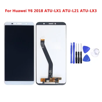 Ekrano ir Huawei Y6 2018 ATU-LX1 ATU-L21 ATU-LX3 LCD Ekranas + Touch Ekranas skaitmeninis keitiklis mazgas, Y6 Premjero 2018 Naujas LCD