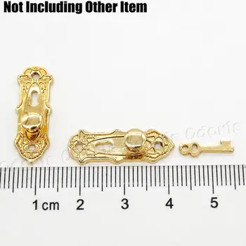 Odoria 1:12 Miniatiūriniai Auksiniai Durų spyną ir Raktų Rinkinys 4 Rinkiniai 1 Pak Metalo Aparatūros Lėlių Priedai