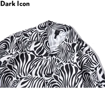 Tamsiai Piktogramą Zebra Havajų Marškinėliai Vyrams lengvos Plonos Medžiagos vyriški Marškiniai Vyras Palaidinė Vyrų Viršų