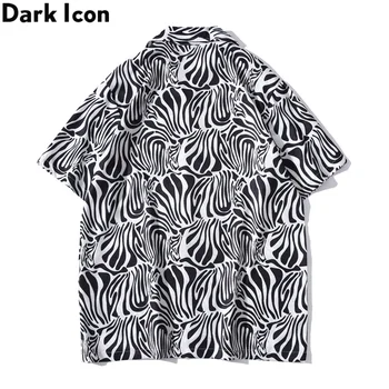 Tamsiai Piktogramą Zebra Havajų Marškinėliai Vyrams lengvos Plonos Medžiagos vyriški Marškiniai Vyras Palaidinė Vyrų Viršų