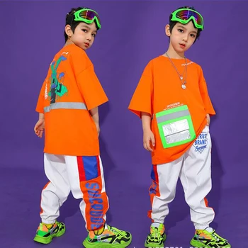 Vaikai Mados Hip-Hop šokių Drabužių Komplektus, Negabaritinių Marškinėlius Viršūnes Jogger kelnes berniukas Mergaičių Džiazo Šokio Kostiumų Drabužius Street Wear