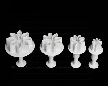 Virtuvės Bakeware Slapukas Įrankiai 3D Slapukus Balto plastiko Cukraus Daisy Torto Kepimo Režimą Formų rinkiniai 4pc (siuntos)