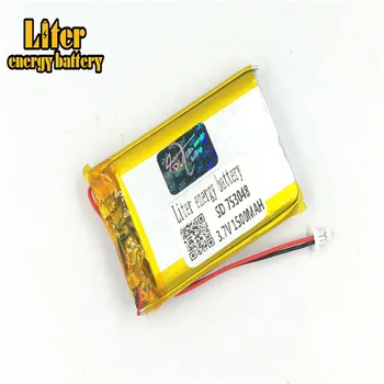 1,0 MM jungtis 2pin 753048 1500 mah Li Polimerų Akumuliatorius LiPo Baterija, e-knygos, GPS, PDA, MP3 MP4 MP5 maži žaislai