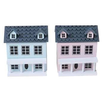 1:12 Lėlių Miniatiūrinės Medinės Mažai Namas Modelis Puikus Vila Doll House Dekoro