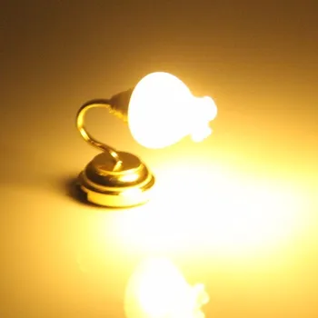 1:12 Miniatiūriniai Lėlių 3V Tulpių Formos, Baltos Sienos Šviesos diodų (LED) Lempos Žaislas Priedų