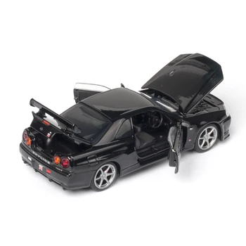 1:32 Nissans Horizontai Arų GTR R34 Diecasts & Žaislinės Transporto priemonės Metalo Žaislas Automobilio Modelio Aukštos Modeliavimas Traukti Atgal Kolekcija Vaikams Dovanos