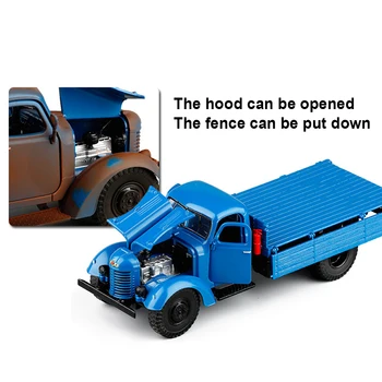 1/32 Retro Stiliaus Diecast Sunkvežimių Transportuotojo Transporto priemonę, Stumdomas Automobilio LED Muzika Modelio Vaikų Žaislas