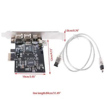 1 Set PCI-e 1X IEEE kai 1394a 4 Port(3+1) Firewire Kortelės Adapteris Su 6 Pin 4 Pin IEEE 1394 Kabeliu Dėl KOMPIUTERIO Aukštos Kokybės