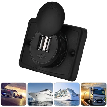 1 vnt 3.1 Automobilį, Juoda ABS Dual USB Įkroviklio Lizdą 12V LED Vandeniui maitinimo galia telefoną, planšetinį
