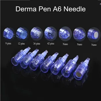 10/50pcs Derma Pen A6 adata kasetė kaištiniai patarimų 12/36pins nano mikro needling pakeitimo galvos derma antspaudas odos priežiūros rinkinys