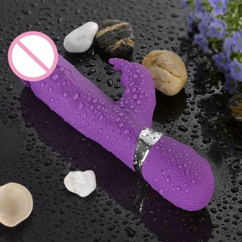 10 Režimai Rabbit Vibratorius skirtas Moteriai G Spot Makšties Klitorio Dviguba Vibracija Dildo USB Mokestis Moterų Masturbacija Sekso Produktas