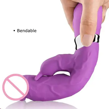 10 Režimai Rabbit Vibratorius skirtas Moteriai G Spot Makšties Klitorio Dviguba Vibracija Dildo USB Mokestis Moterų Masturbacija Sekso Produktas