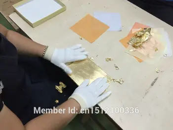 1000 lapų Imitacija Aukso Lapų Imitacija Sidabro Lapų 14*14 cm - Aukso Folija originali vario lapų gilding amatų apdaila