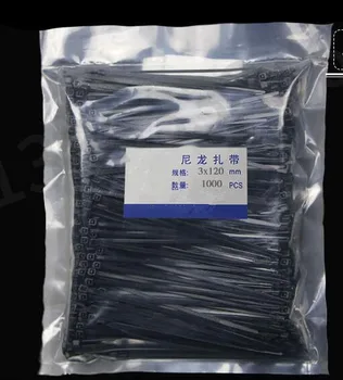 1000pcs Black 3*80/100/120/150/200mm Savaiminio Fiksavimo Nailono Kabeliui Plastikiniai Kabelių Zip Vielos Lygiosios Laido Dirželis