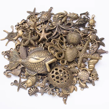 100g karšto parduoti metalo jūrų gyvūnų sumaišyti pakabukas antikvariniai bronzos apyrankės karoliai rankų darbo papuošalų gamyba, didmeninė