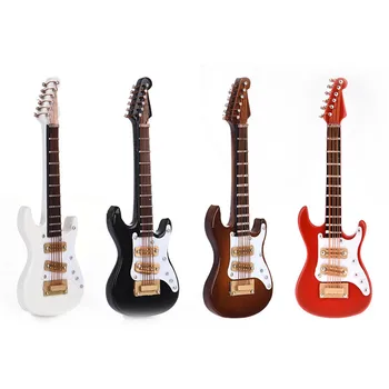 10cm Mini elektrine Gitara, Muzikos instrumentų Modelį, Dekoravimo, Puošybos Medinės Stygos Modelio Gitara Dovanos Su Stovu Atveju