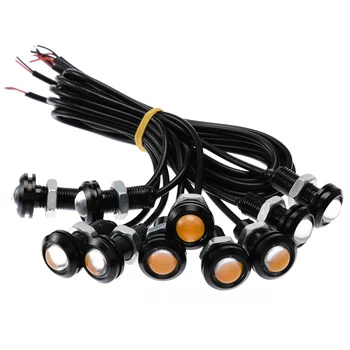 10vnt 12V 10W 18mm Gintaro Eagle Eye LED Žibintai, COB LED Automobilių Dieniniai DRL Galva, Uodega Atsarginė Lemputė