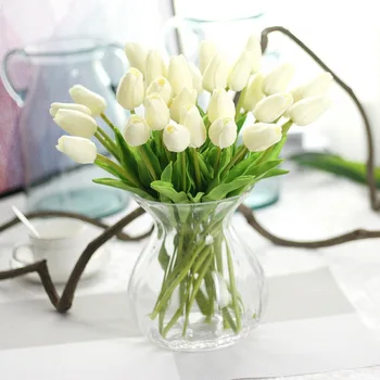 10vnt/Daug Dirbtinės Gėlės Netikrą Raudonos Tulpės, Šilko Tulpių Dirbtinės Gėlės Tulpės Namų Puošmena Vestuvių Tulpių Puokštė
