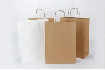 10vnt/daug Baltos spalvos Kraft popieriaus krepšys su rankenomis Vestuves Maišelį, Madingi Drabužiai, Dovanų Pakavimo Maišelis