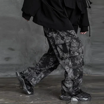 11 BYBB TAMSU Harajuku Streetwear Hip-Hop Vyrų Kelnės Tactical Kelnes, Vyras Tamsus Kaklaraištis Dažų Grandinės Jogger Funkcinės Krovinių Kelnės 2020 m.