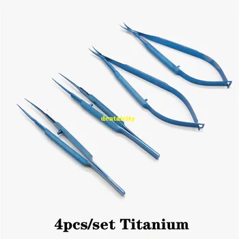 12,5 cm žirklės+Adatų laikikliai +pincetas nerūdijančio plieno Oftalmologijos microsurgical instrumentai, chirurginės priemonės 4pcs/set