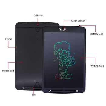 12 colių LCD Raštu Tabletė Dalies Trynimas Piešimo Lenta Elektroninių Storio Pen Paryškinimas Pagalvėlės Skaitmeninis Spalvinga Tablečių