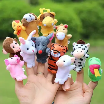 12 vnt./daug mini pliušinis vaikų žaislų gyvūnų šeimos piršto lėles, nustatyti zodiako berniukų, mergaičių piršto lėles, Švietimo žaislai