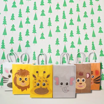 12Pcs Safari Gyvūnai dovanų maišelis, dėžutė Džiunglių šalies vaikų gimtadienio reikmenys Kūdikių Dušas, saldainių krepšiai, dėžutės slapukas pakavimo krepšiai