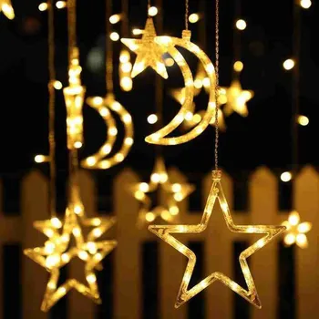 138LED Užuolaidų Žibintai Kalėdinė Girlianda LED Light Star 