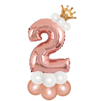 14PCS Mėlyna Rožinė rožinė Aukso Numeris Balionas su Gimtadieniu Balionas 1-ojo Gimtadienio Apdailos Vaikai, Berniukas ir Mergaitė Šalies Ballon Skaičius