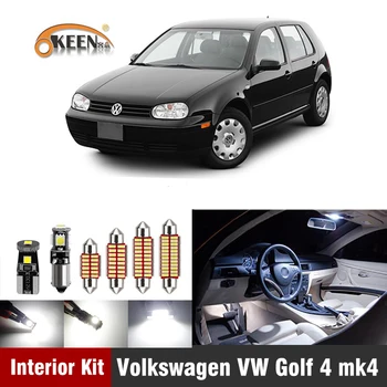 14Pcs Volkswagen VW Golf 4 MK4 Led Lemputės Automobilių LED Vidaus apšvietimo Rinkinys Klaidų T10 W5W Dome Žemėlapio Skaitymo Lemputė, Automobilių Reikmenys