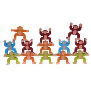 16pcs/Set Naujos Medienos Blokai Beždžionė Pusiausvyrą Žaidimas Žaislas Švietimo Žaislai, Balansavimas Plėtros Vaikams Baby
