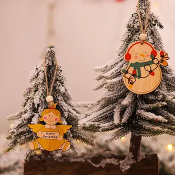 18pcs Kalėdų Papuošalas Kabo Mediniai Žaislai Pakabukai Angelas Sniego, Automobilių Papuošalai Kalėdų Medžio Namų Šaliai Miegamojo Puošimas