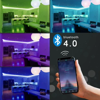 1M 2M 4M 5M LED Šviesos Juostelės Bluetooth Nuotolinio Lanksti LED Lempos Juosta RGB Juostelėms TV Darbastalio Ekrano Apšvietimas Diodų Juosta