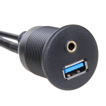 1m USB 3.0&3.5 mm USB ir 3.5 mm AUX Pratęsimo Flush Mount Kabelis Laido Komplektas Įdiegti Įrankiai, skirti Automobilių/Valtis/Priekabos Dial Plokštė