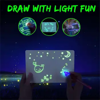 1pcs A3 A4 A5 Šviesos 3D Piešimo Lenta Grafiti Doodle Piešimo Tablet Magic Draw Su liuminescencinėmis Pen Dažų Švietimo Žaislai