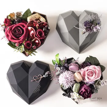 1pcs prabangos, meilės, širdies formos, dovanų dėžutes, floristas pakuotės, dėžutės, Gėlių Puokštė, Gėlių Dėžės Turėtojo nešiojamų floristas rose laikikliai