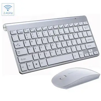 2.4 G Bevielio Silent Klaviatūros Ir Pelės Notebook Laptop KOMPIUTERIO Mini Multimedijos Full-size Klaviatūra Pelė Combo Set