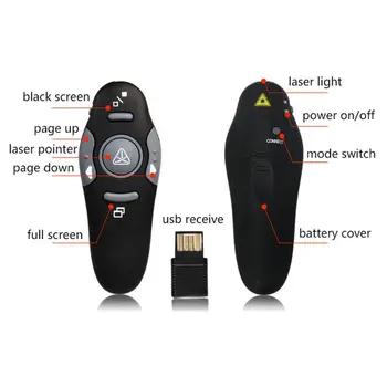 2.4 G RD Žymiklį Pen USB Wireless Power Point Vedėjas Lazerio Pen Nuotolinio Valdymo