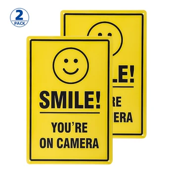 (2 Paketas) Šypsena esate Kamera, Vaizdo Stebėjimo Ženklas -vidaus arba Lauko Naudojimui Namuose