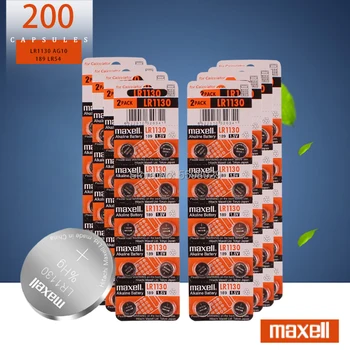 200pcs dėl Maxell Ląstelių Baterija 1,5 V 10TN LR1130 Šarminis Mygtuką Baterijos 10TN 389 LR54 SR54 SR1130W 189 LR1130 Mygtuką Baterijos