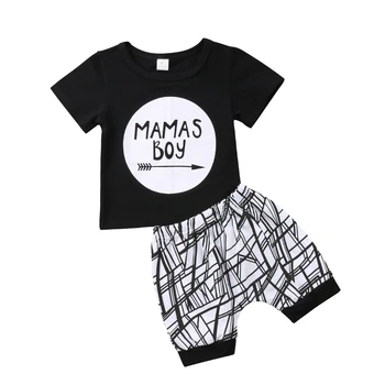 2018 Atsitiktinis Naujagimiui Kūdikių MAMAS Berniukas Bamblys T-shirt Viršūnes+Kelnės Apranga Drabužių Rinkiniai 0-24M