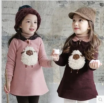2018 naujas žiemos vaikų drabužių korėjos pliušinis ėriukų vilnos marškinėlius baby merginos viršūnes animacinių filmų storio gobtuvu džemperis vaikams hoodies
