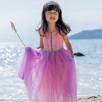 2019 Bebe Pink Merginos Princesė Arielis Dress Helovinas Vaikas Rapunzel Cospaly Kostiumas Išgalvotas Pasakas Tiulio Rankovėmis Baleto Tutu Suknelė