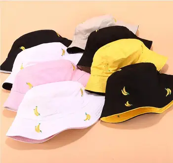 2019 Dviejų Šoninių Grįžtamasis Vaisių, Bananų kibiro kepurę vyrams, moterims, žvejys panamos skrybėlė bobą skrybėlių balta,rožinė,chaki,geltona vasaros skrybėlę