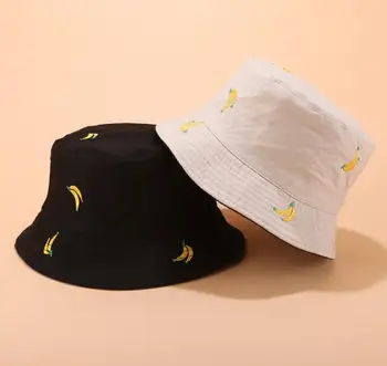 2019 Dviejų Šoninių Grįžtamasis Vaisių, Bananų kibiro kepurę vyrams, moterims, žvejys panamos skrybėlė bobą skrybėlių balta,rožinė,chaki,geltona vasaros skrybėlę