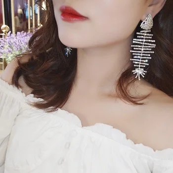 2019 Korėja karšto bižuterijos asmenybės dizaino perdėtos prabangos visą kristalų žuvų auskarai moterims, dovana