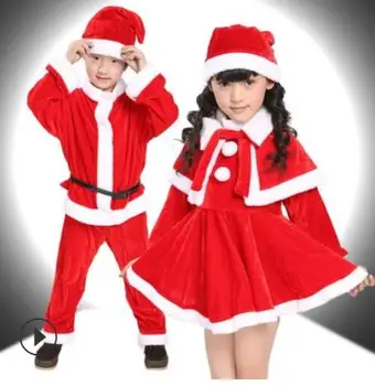 2019 Metai 0-12T Kalėdų Mergaičių Raudona Suknelė Naujųjų Metų Vaikams Kalėdų Senelis Cosplay Kostiumų Karnavalas Šalies Kūdikių Berniukų Kalėdos Drabužių Rinkiniai