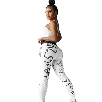 2019 Nauja, Moterų Antblauzdžiai Laiškas Išspausdintas Yo-ga Kelnes Karšto Pardavimo Ponios Slim Klubo Fitneso Kelnės Leggins Mujer Moteriški Drabužiai